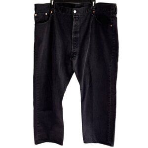 Levis 501XX Mens Jeans 46 Button Fly Black Denim Straight Leg Classic Fit Hemmed